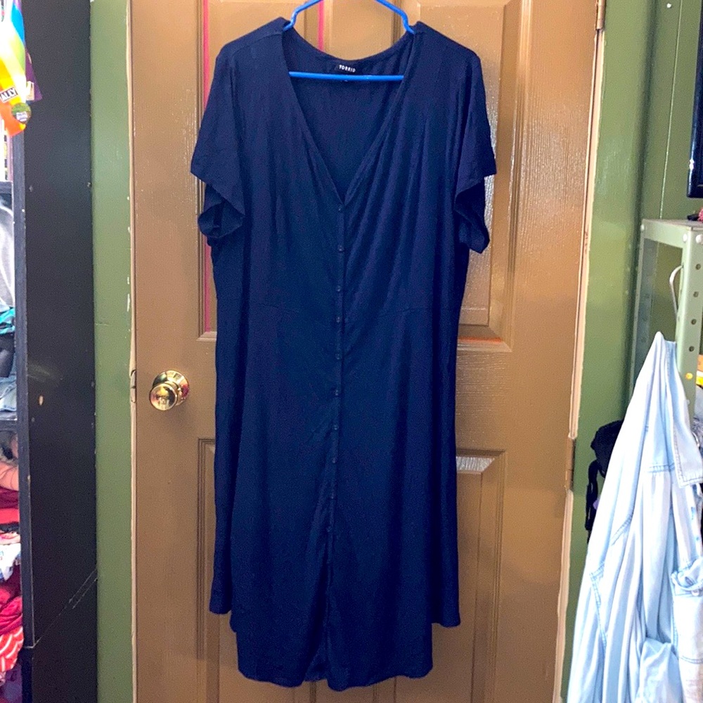 Torrid Short Sleeve Navy Blue Dress - Plus Size